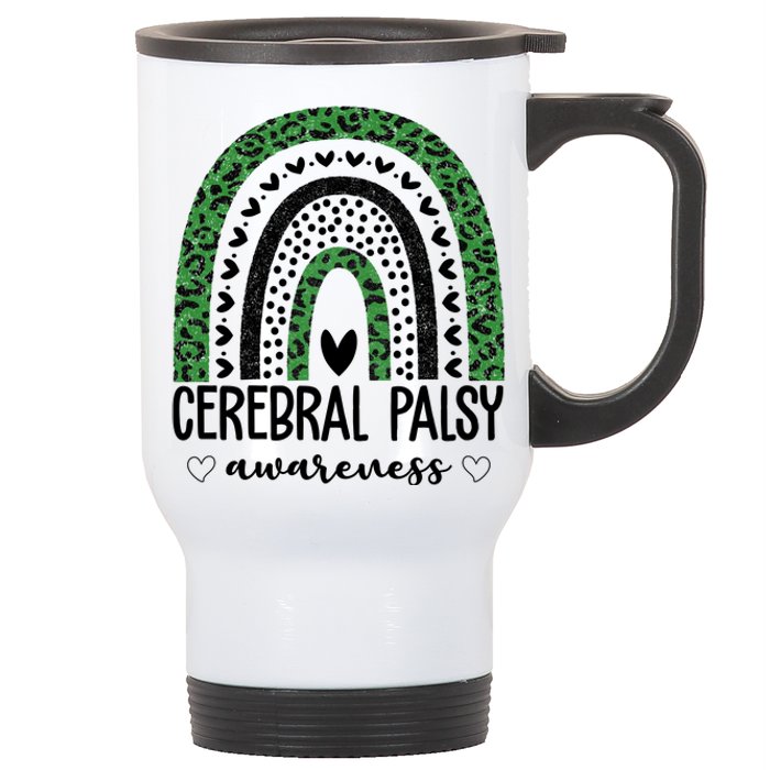 Cerebral Palsy Awareness Rainbow Heart Stainless Steel Travel Mug