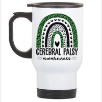 Cerebral Palsy Awareness Rainbow Heart Stainless Steel Travel Mug