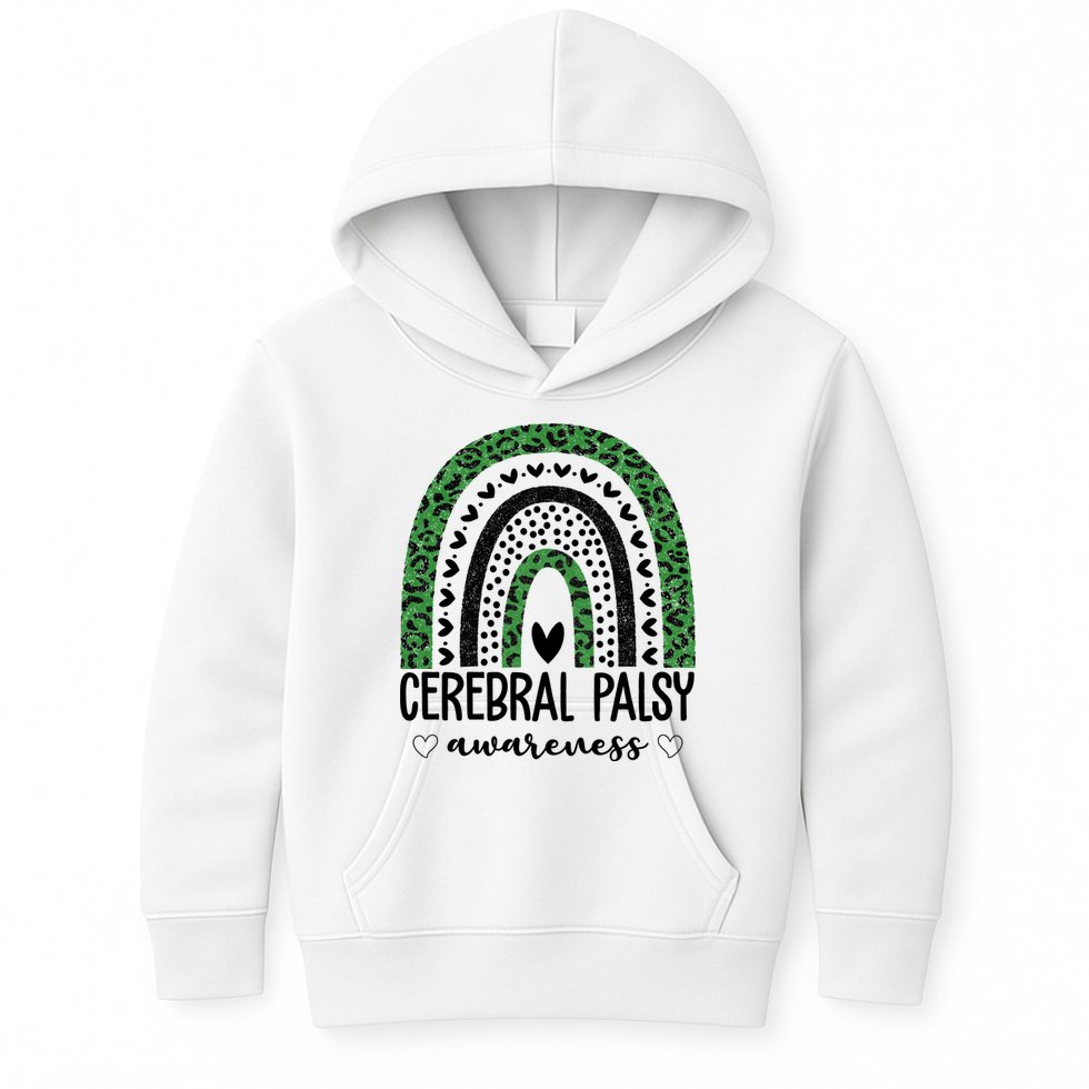 Cerebral Palsy Awareness Rainbow Heart Kids Hoodie