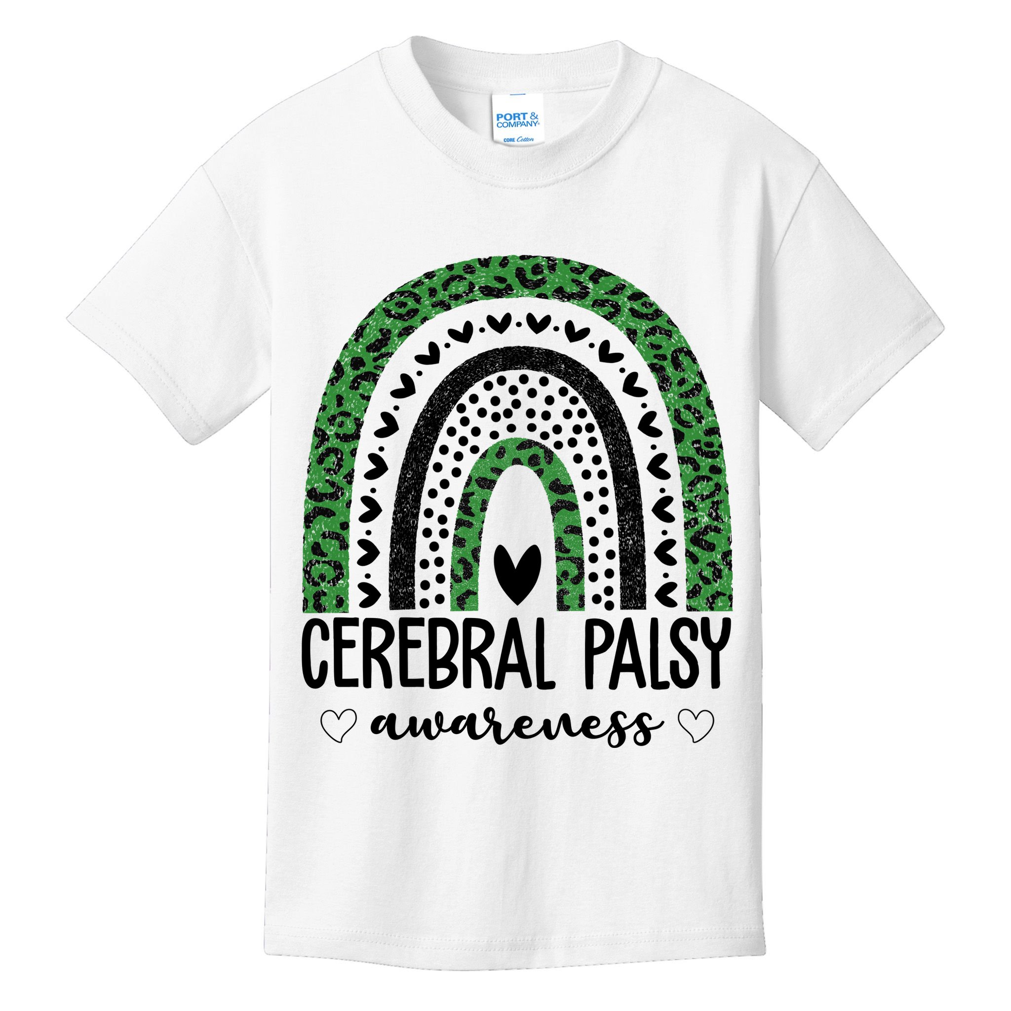 Cerebral Palsy Awareness Rainbow Heart Kids T-Shirt