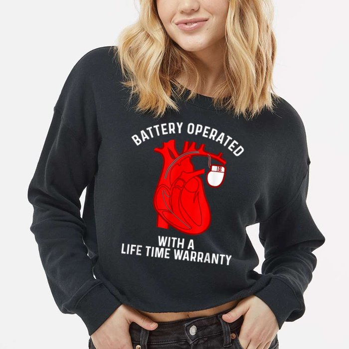 Cool Pacemaker Art For Men Women Artificial Heart Pacemaker Cropped Pullover Crew