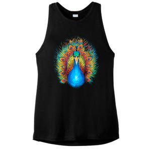 Colorful Peacock Art Ladies PosiCharge Tri-Blend Wicking Tank