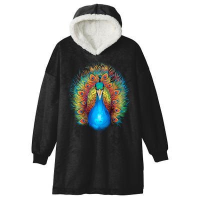 Colorful Peacock Art Hooded Wearable Blanket
