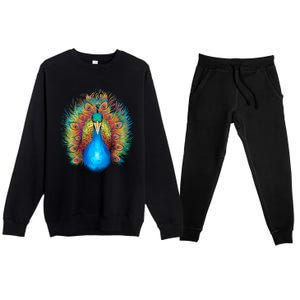 Colorful Peacock Art Premium Crewneck Sweatsuit Set