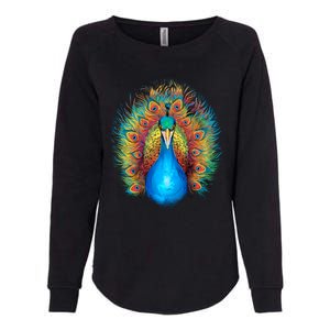 Colorful Peacock Art Womens California Wash Sweatshirt