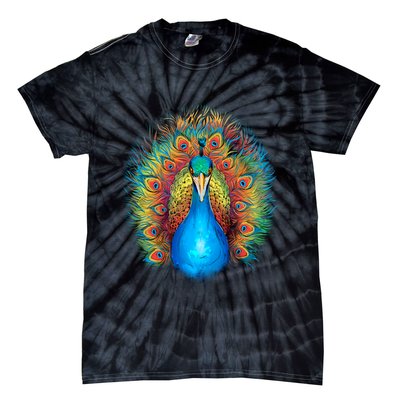 Colorful Peacock Art Tie-Dye T-Shirt