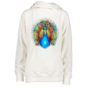 Colorful Peacock Art Womens Funnel Neck Pullover Hood