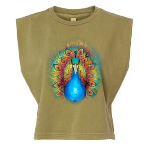 Colorful Peacock Art Garment-Dyed Women's Muscle Tee