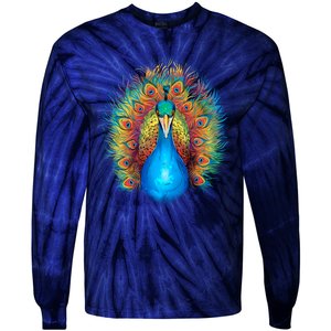 Colorful Peacock Art Tie-Dye Long Sleeve Shirt