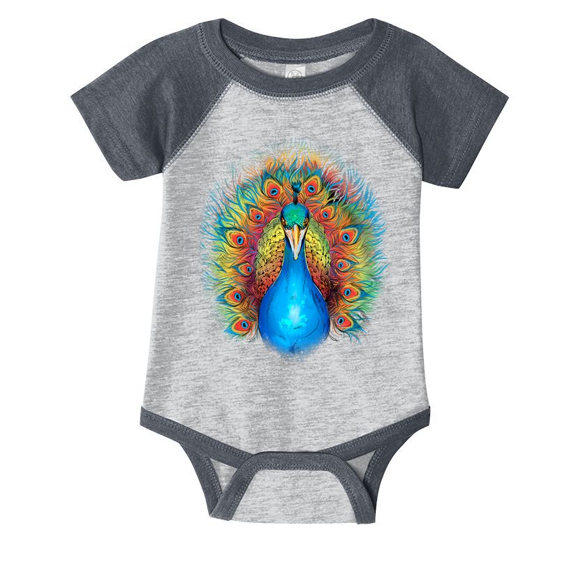 Colorful Peacock Art Infant Baby Jersey Bodysuit