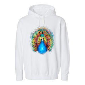 Colorful Peacock Art Garment-Dyed Fleece Hoodie