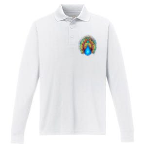 Colorful Peacock Art Performance Long Sleeve Polo