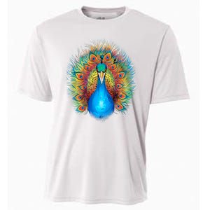 Colorful Peacock Art Cooling Performance Crew T-Shirt