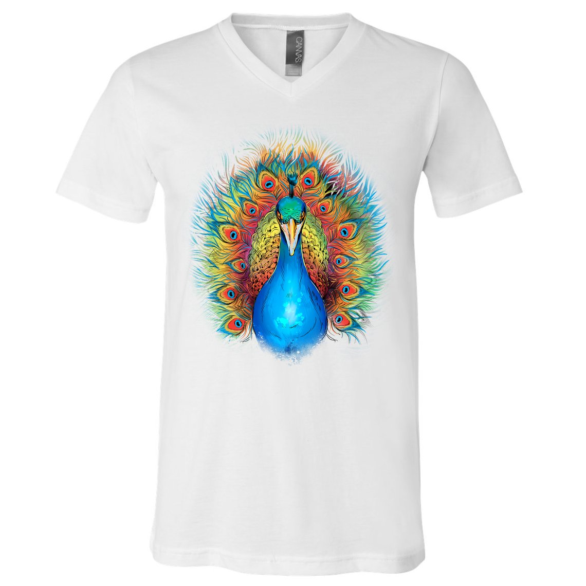 Colorful Peacock Art V-Neck T-Shirt