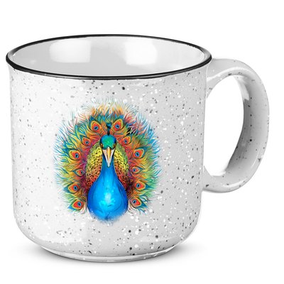 Colorful Peacock Art 15oz Campfire Ceramic Mug