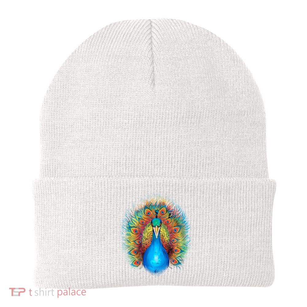 Colorful Peacock Art Beanie