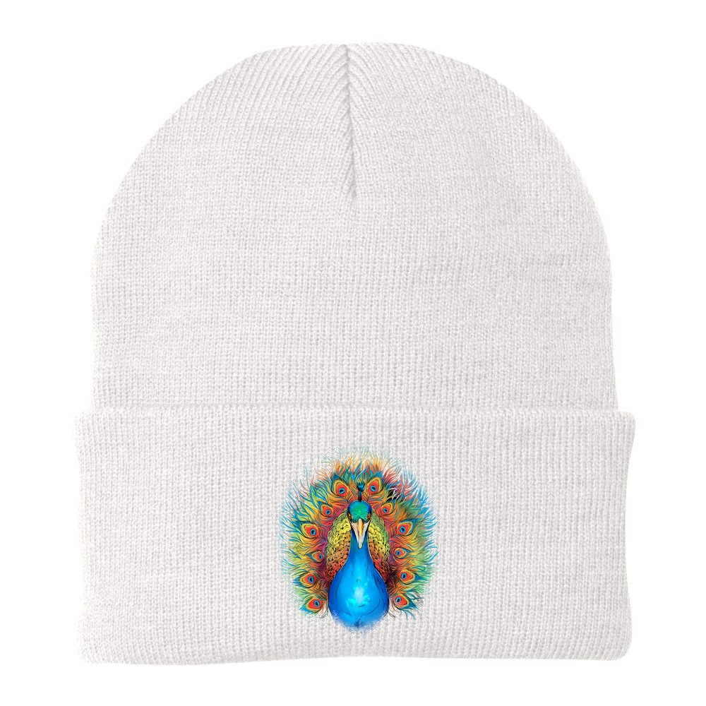Colorful Peacock Art Beanie