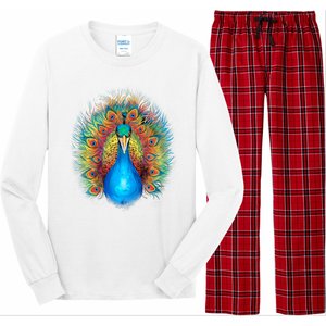 Colorful Peacock Art Long Sleeve Pajama Set