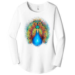 Colorful Peacock Art Women's Perfect Tri Tunic Long Sleeve Shirt