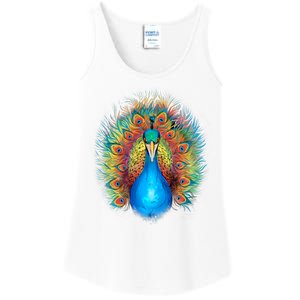 Colorful Peacock Art Ladies Essential Tank