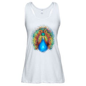 Colorful Peacock Art Ladies Essential Flowy Tank