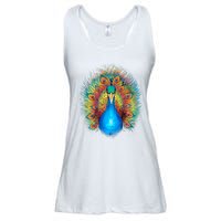 Colorful Peacock Art Ladies Essential Flowy Tank