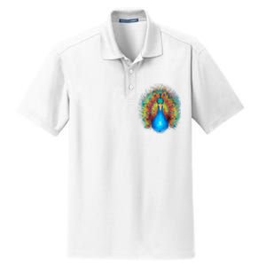 Colorful Peacock Art Dry Zone Grid Polo