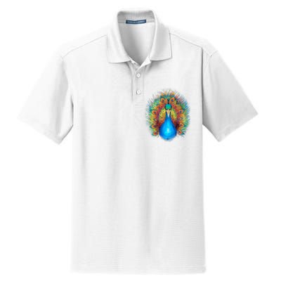 Colorful Peacock Art Dry Zone Grid Polo