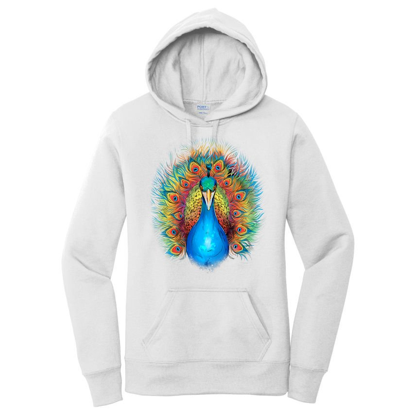 Colorful Peacock Art Women's Pullover Hoodie