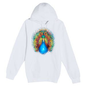 Colorful Peacock Art Premium Pullover Hoodie