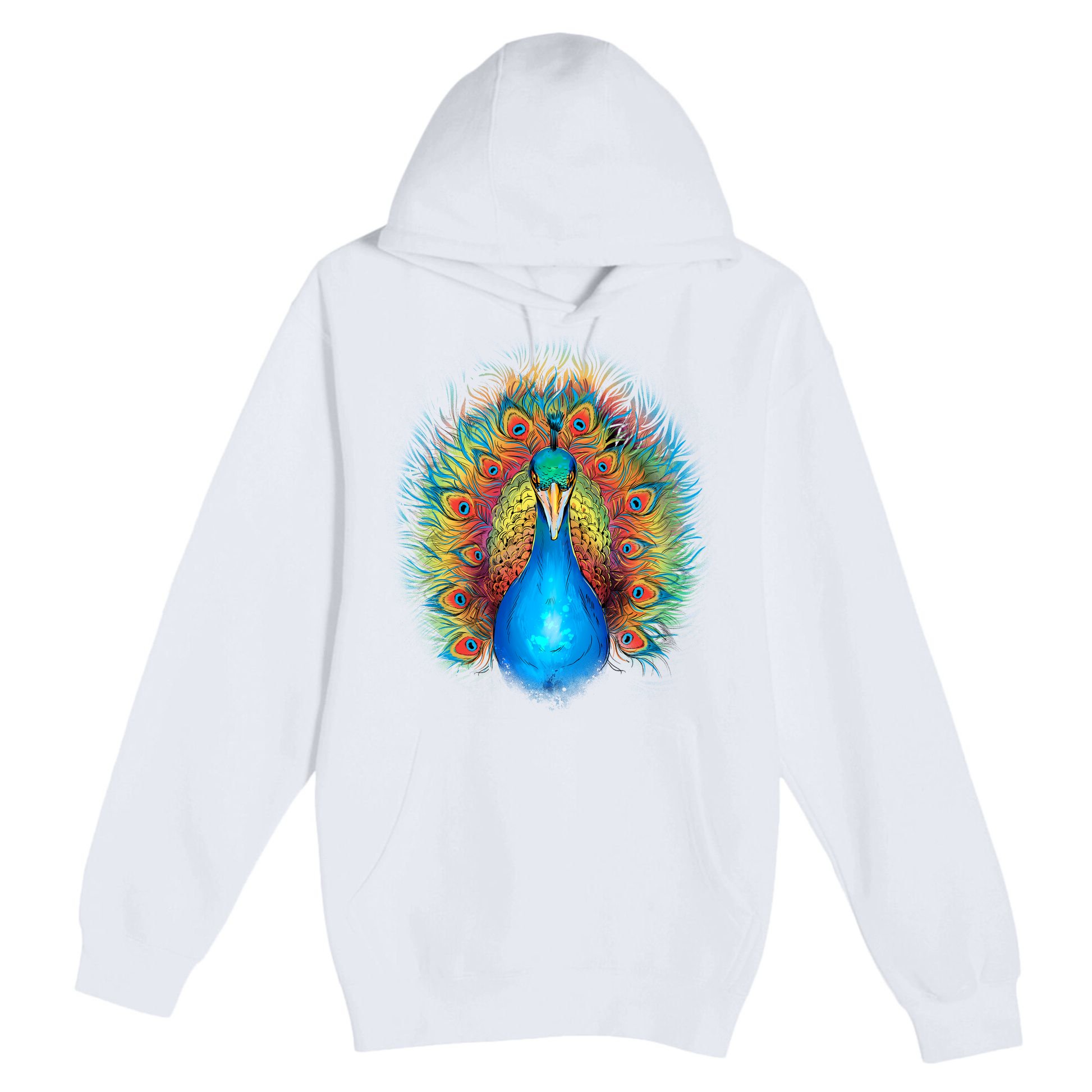 Colorful Peacock Art Premium Pullover Hoodie