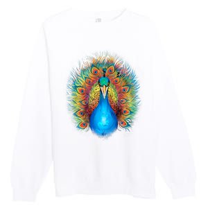 Colorful Peacock Art Premium Crewneck Sweatshirt