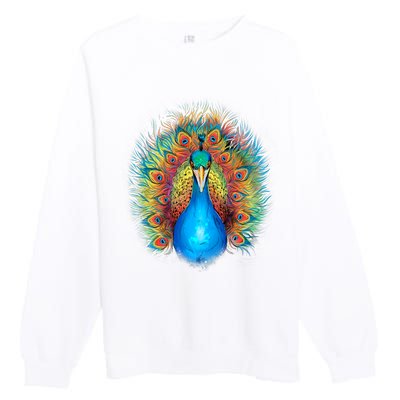 Colorful Peacock Art Premium Crewneck Sweatshirt