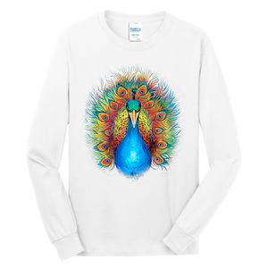 Colorful Peacock Art Tall Long Sleeve T-Shirt