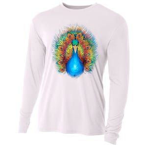 Colorful Peacock Art Cooling Performance Long Sleeve Crew