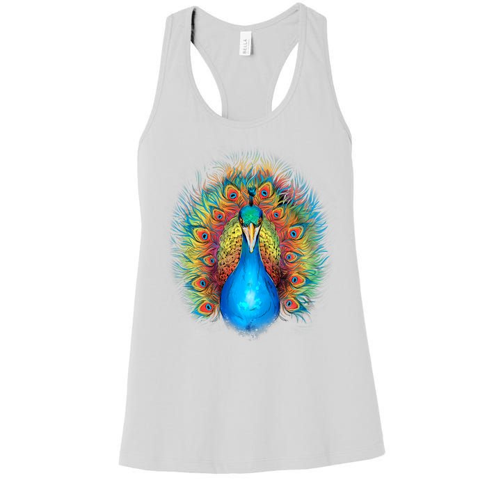 Colorful Peacock Art Women's Racerback Tank