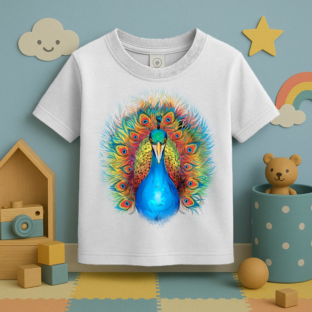 Colorful Peacock Art Toddler T-Shirt