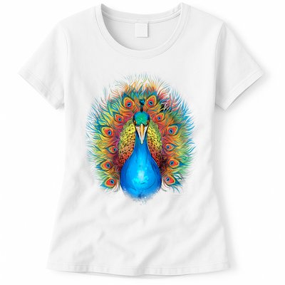 Colorful Peacock Art Womens T-Shirt