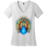 Colorful Peacock Art Women's V-Neck T-Shirt