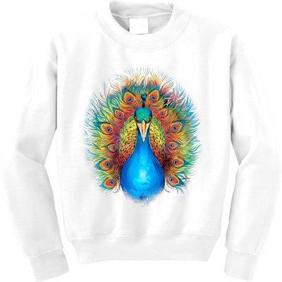 Colorful Peacock Art Kids Sweatshirt