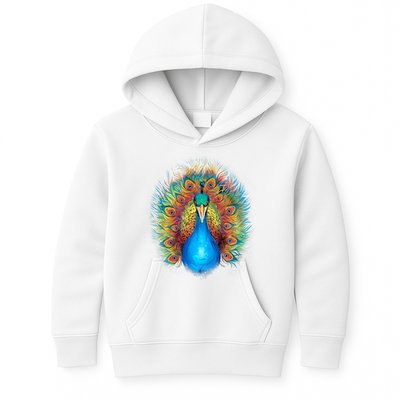 Colorful Peacock Art Kids Hoodie