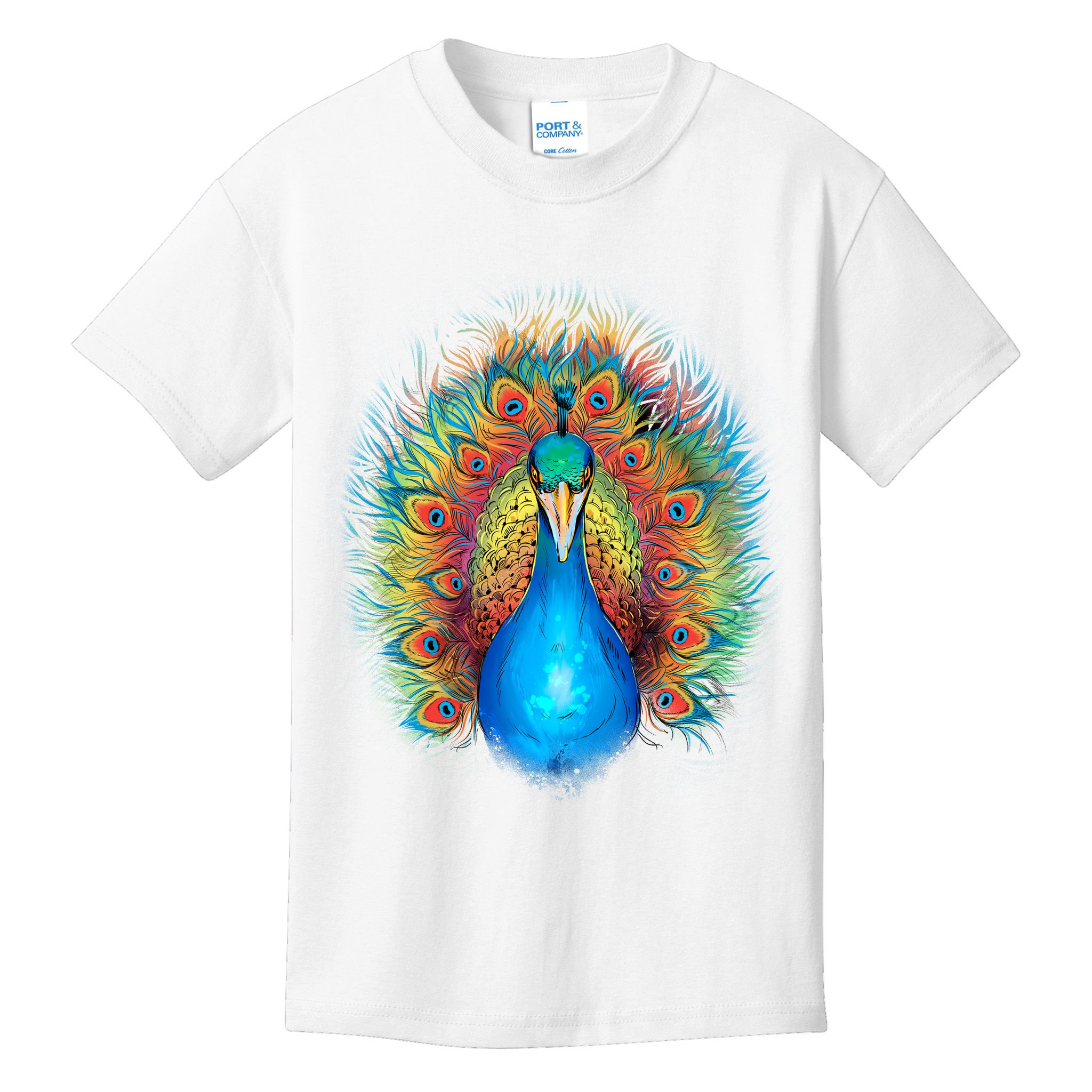 Colorful Peacock Art Kids T-Shirt