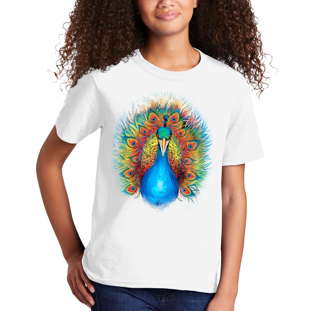Colorful Peacock Art Kids T-Shirt