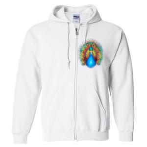 Colorful Peacock Art Full Zip Hoodie