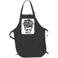 Cow Print Aunt Life Messy Bun Hair Full-Length Apron With Pockets