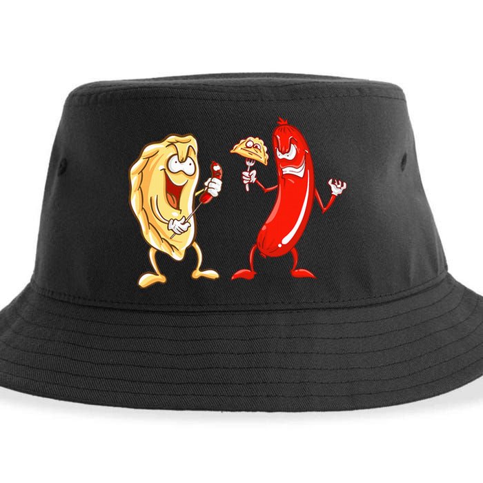 Cool Pierogi And Kielbasa Polish Food Funny Foodie Gift Sustainable Bucket Hat