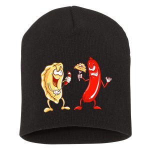 Cool Pierogi And Kielbasa Polish Food Funny Foodie Gift Short Acrylic Beanie