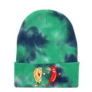 Cool Pierogi And Kielbasa Polish Food Funny Foodie Gift Tie Dye 12in Knit Beanie