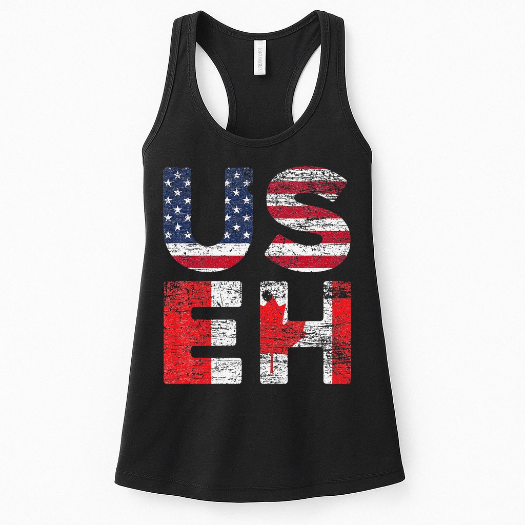 Canadian Pride American USA USEH US Flag Canada Womens Tank Top