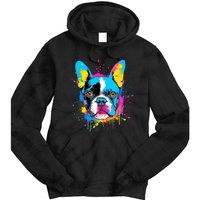 Colorful Pop Art Boston Terrier Lover Portrait Tie Dye Hoodie